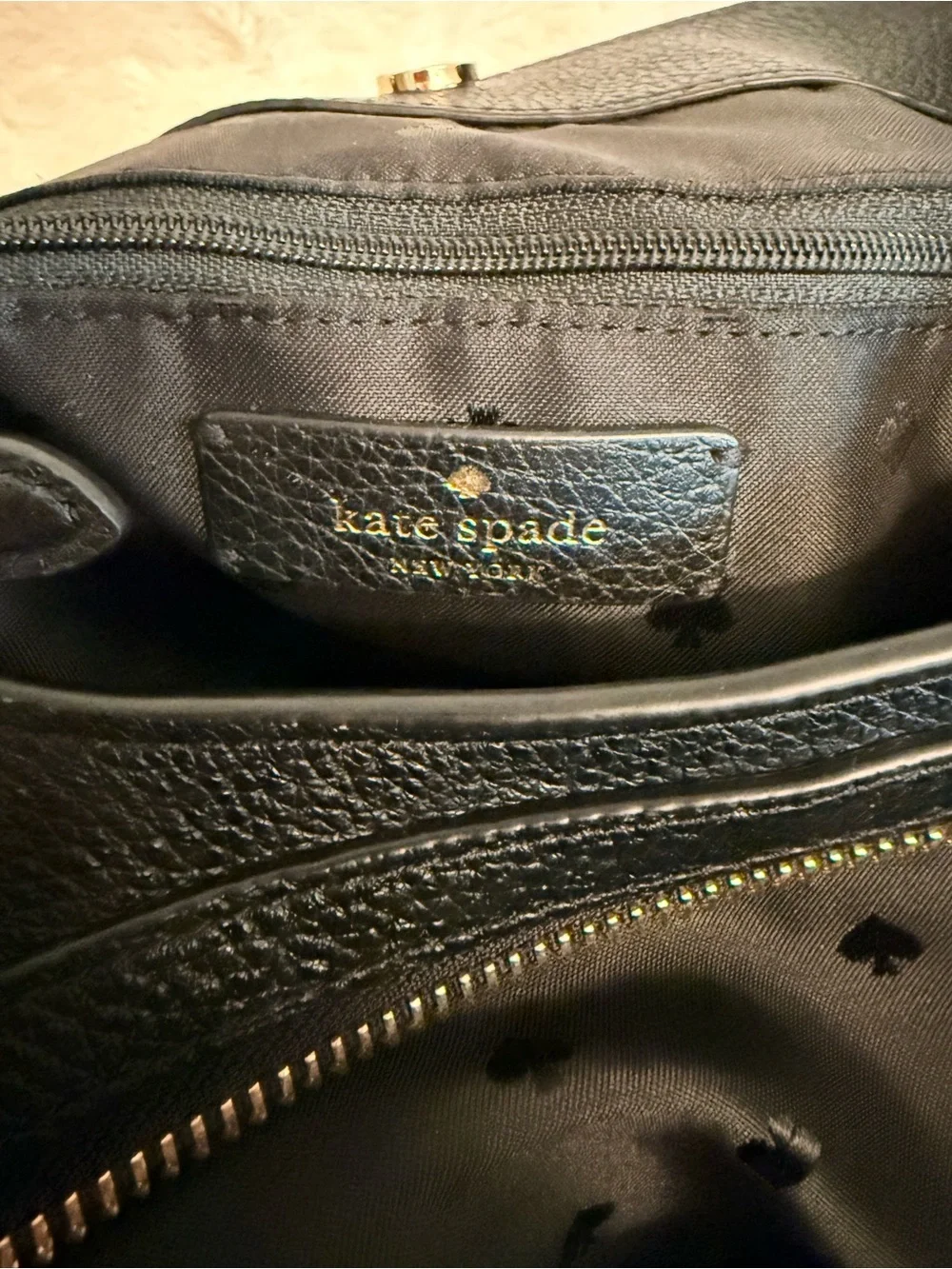 Authentic Kate Spade New York Black Leather Hobo Bag with Zip Wallet
